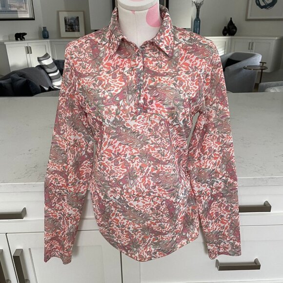 Daily Sports Born In Sweden LS 1/4 Snap Paisley Print Blouse Multi Color Sz M - Picture 9 of 9